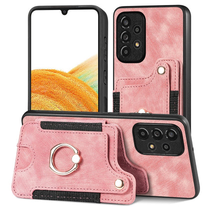 Retro Skin-feel Ring Multi-card Wallet Phone Case, For Samsung Galaxy A33 5G
