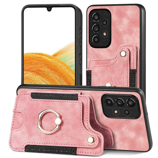 Retro Skin-feel Ring Multi-card Wallet Phone Case, For Samsung Galaxy A33 5G