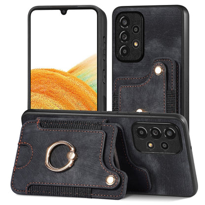 Retro Skin-feel Ring Multi-card Wallet Phone Case, For Samsung Galaxy A33 5G