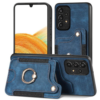 Retro Skin-feel Ring Multi-card Wallet Phone Case, For Samsung Galaxy A33 5G