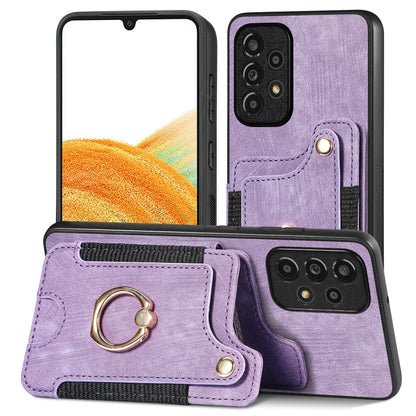 Retro Skin-feel Ring Multi-card Wallet Phone Case, For Samsung Galaxy A33 5G
