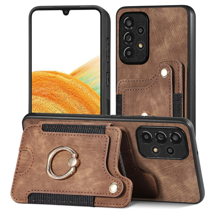 Retro Skin-feel Ring Multi-card Wallet Phone Case, For Samsung Galaxy A33 5G