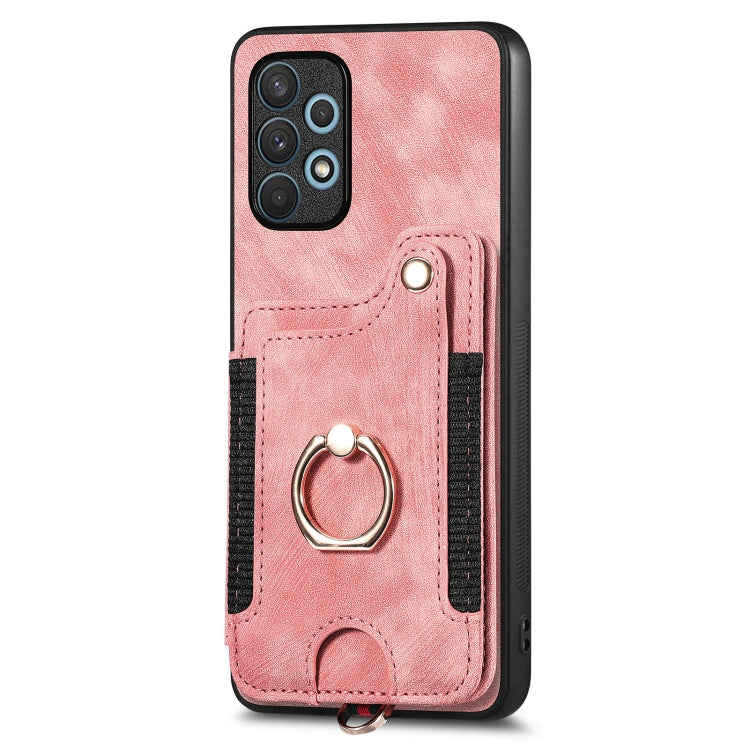 Retro Skin-feel Ring Multi-card Wallet Phone Case, For Samsung Galaxy A32 4G