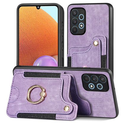 Retro Skin-feel Ring Multi-card Wallet Phone Case, For Samsung Galaxy A32 4G