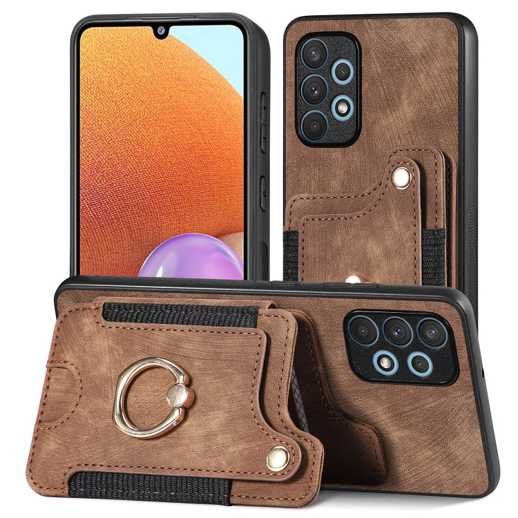 Retro Skin-feel Ring Multi-card Wallet Phone Case, For Samsung Galaxy A32 4G