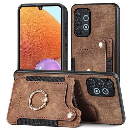 Retro Skin-feel Ring Multi-card Wallet Phone Case, For Samsung Galaxy A32 4G