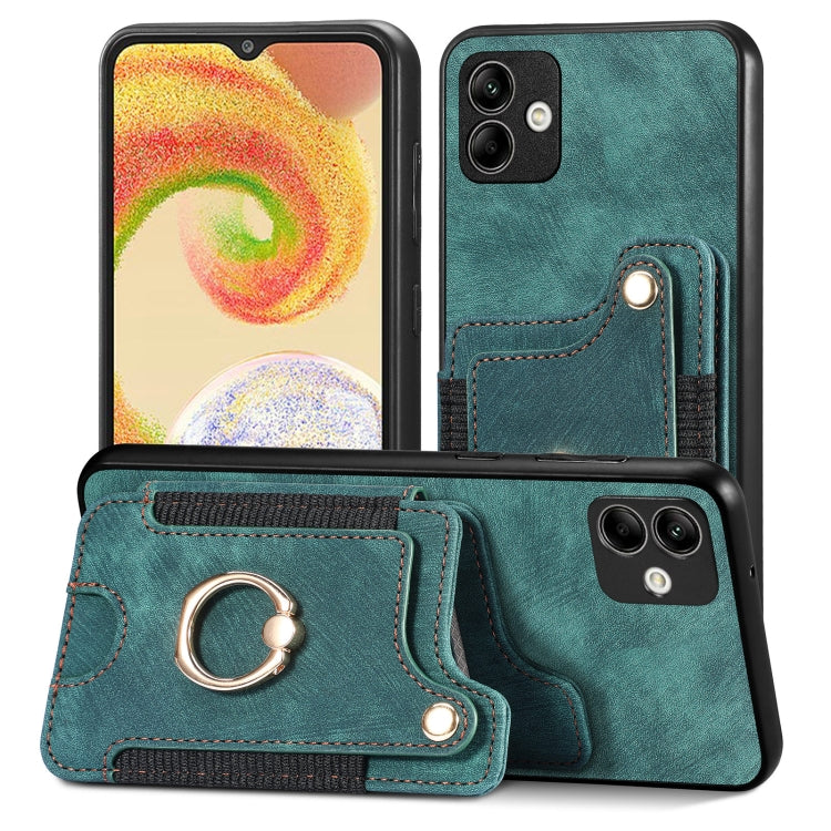 Retro Skin-feel Ring Multi-card Wallet Phone Case, For Samsung Galaxy A04