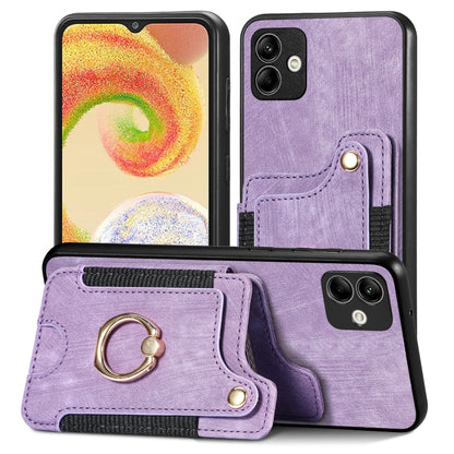 Retro Skin-feel Ring Multi-card Wallet Phone Case, For Samsung Galaxy A04