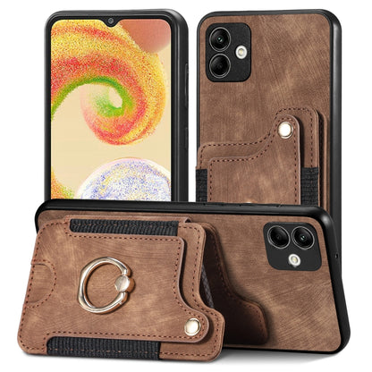 Retro Skin-feel Ring Multi-card Wallet Phone Case, For Samsung Galaxy A04