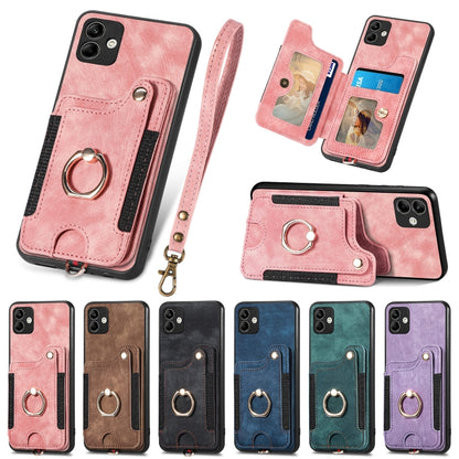 Retro Skin-feel Ring Multi-card Wallet Phone Case, For Samsung Galaxy A04