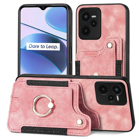 Retro Skin-feel Ring Multi-card Wallet Phone Case, For Realme C35