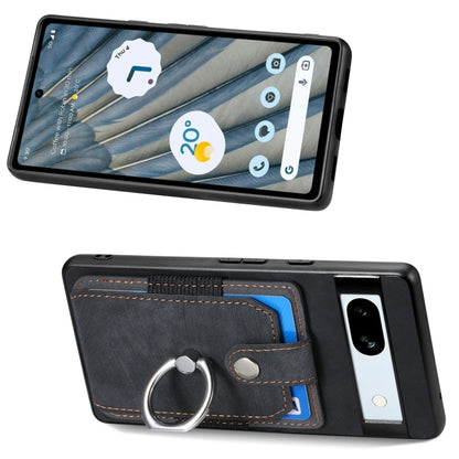 Retro Skin-feel Ring Card Wallet Phone Case, Compatible with Google Pixel 7a