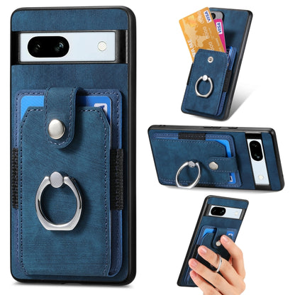 Retro Skin-feel Ring Card Wallet Phone Case, Compatible with Google Pixel 7a
