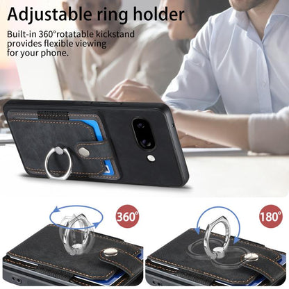 Retro Skin-feel Ring Card Wallet Phone Case, Compatible with Google Pixel 9a