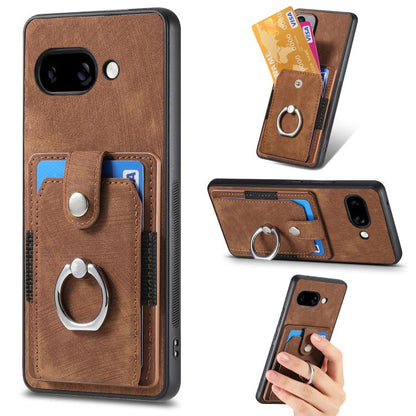 Retro Skin-feel Ring Card Wallet Phone Case, Compatible with Google Pixel 9a