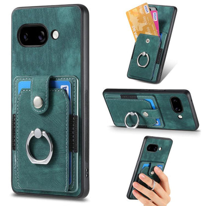 Retro Skin-feel Ring Card Wallet Phone Case, Compatible with Google Pixel 9a