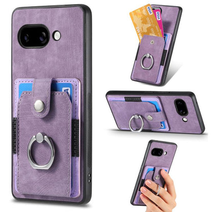 Retro Skin-feel Ring Card Wallet Phone Case, Compatible with Google Pixel 9a