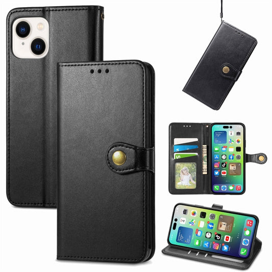 Retro Solid Color Buckle Leather Phone Case, Compatible with iPhone 15 Pro Max