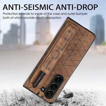 JUNSUNMAY Retro Pattern Leather Skin PC Folding Phone Case with Pen Slot