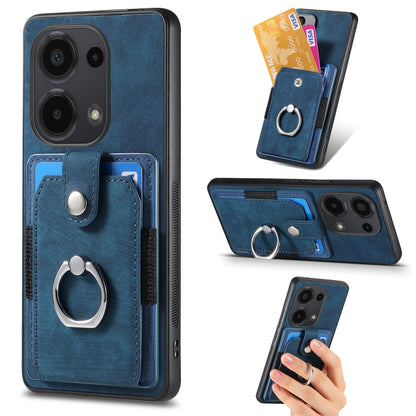 Retro Skin-feel Ring Card Wallet Phone Case