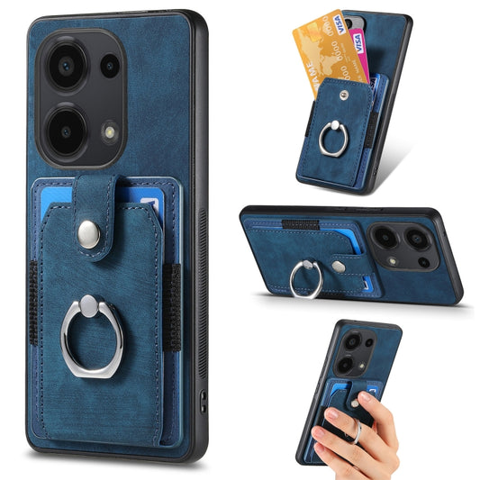 Retro Skin-feel Ring Card Wallet Phone Case