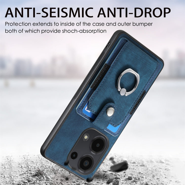 Retro Skin-feel Ring Card Wallet Phone Case
