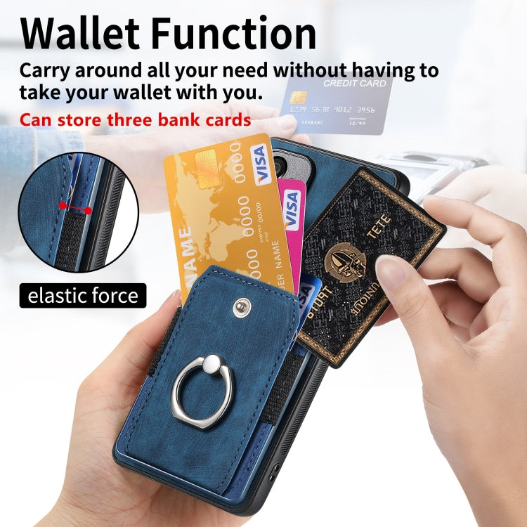 Retro Skin-feel Ring Card Wallet Phone Case