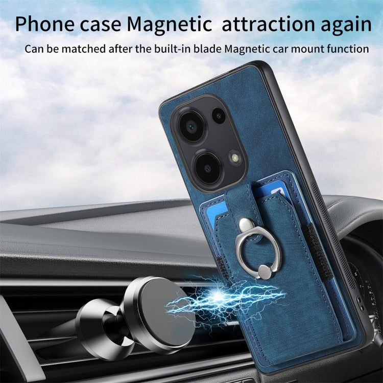Retro Skin-feel Ring Card Wallet Phone Case