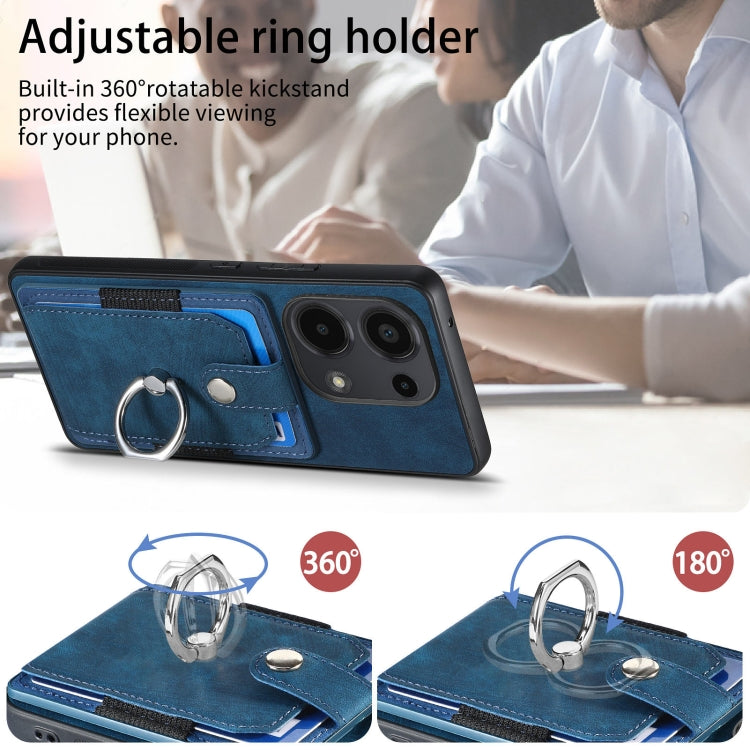 Retro Skin-feel Ring Card Wallet Phone Case