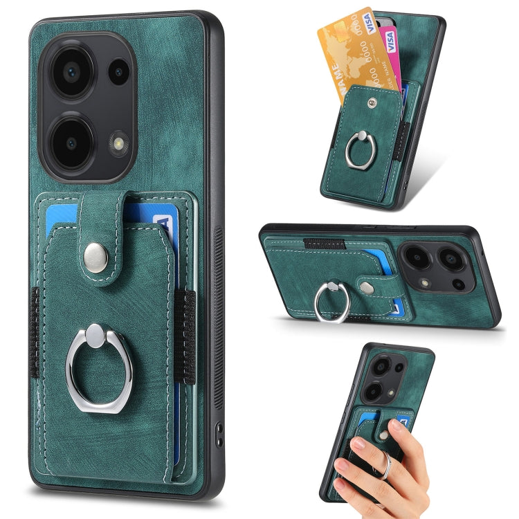 Retro Skin-feel Ring Card Wallet Phone Case