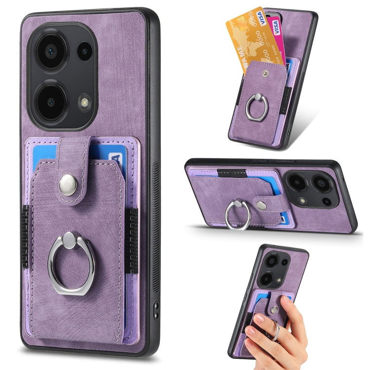 Retro Skin-feel Ring Card Wallet Phone Case