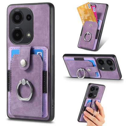 Retro Skin-feel Ring Card Wallet Phone Case