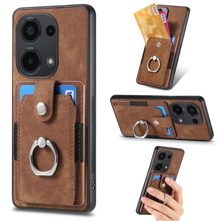 Retro Skin-feel Ring Card Wallet Phone Case