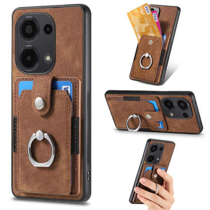 Retro Skin-feel Ring Card Wallet Phone Case