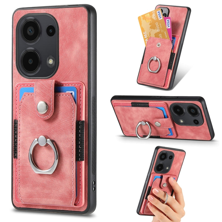 Retro Skin-feel Ring Card Wallet Phone Case