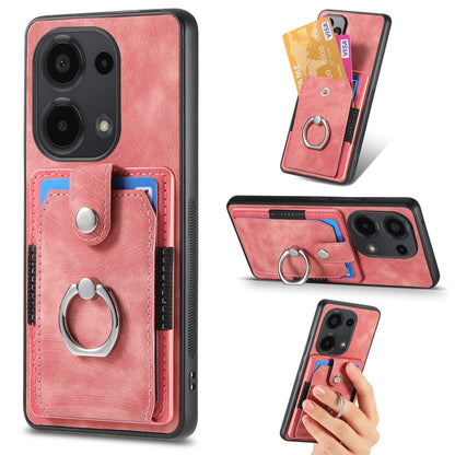Retro Skin-feel Ring Card Wallet Phone Case