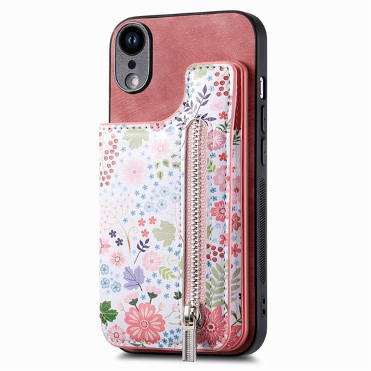 Retro Painted Zipper Wallet Back Phone Case, For iPhone XR