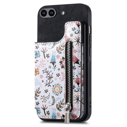 Retro Painted Zipper Wallet Back Phone Case, For iPhone 7 Plus / 8 Plus