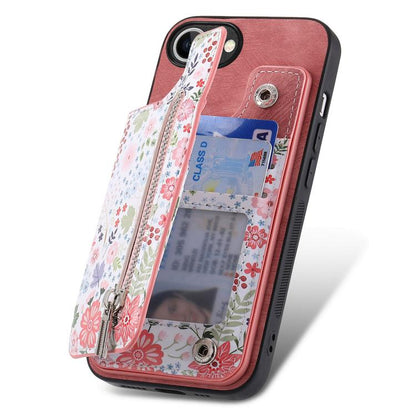 Retro Painted Zipper Wallet Back Phone Case, For iPhone 16e