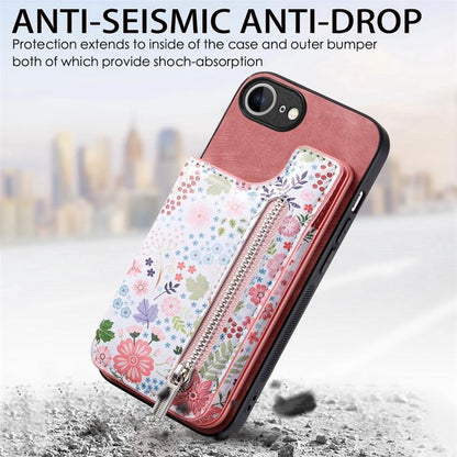 Retro Painted Zipper Wallet Back Phone Case, For iPhone 16e
