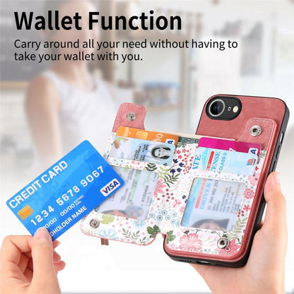 Retro Painted Zipper Wallet Back Phone Case, For iPhone 16e
