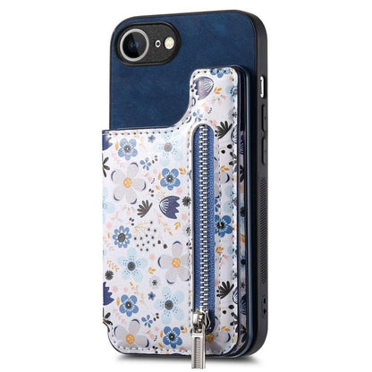 Retro Painted Zipper Wallet Back Phone Case, For iPhone 16e