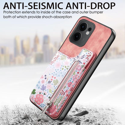 Retro Painted Zipper Wallet Back Phone Case