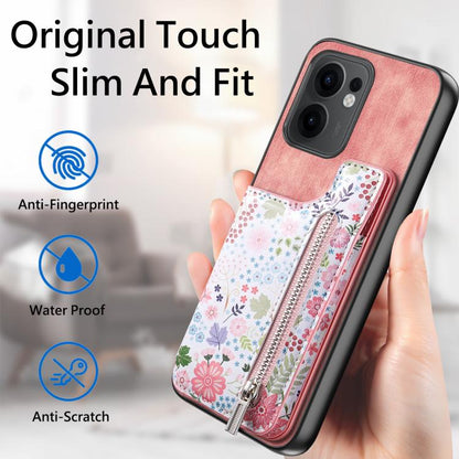 Retro Painted Zipper Wallet Back Phone Case