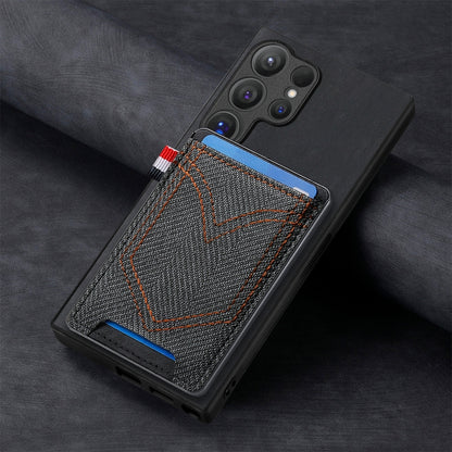 Denim Texture Leather Skin Phone Case with Card Slot, Compatible with Samsung Galaxy S24 Ultra 5G