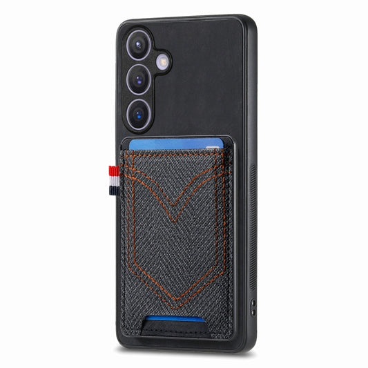 Denim Texture Leather Skin Phone Case with Card Slot, Compatible with Samsung Galaxy S25 5G