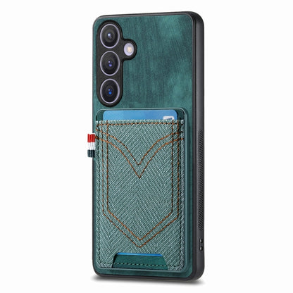 Denim Texture Leather Skin Phone Case with Card Slot, Compatible with Samsung Galaxy S25 5G