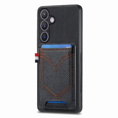 Denim Texture Leather Skin Phone Case with Card Slot, Compatible with Samsung Galaxy S25+ 5G