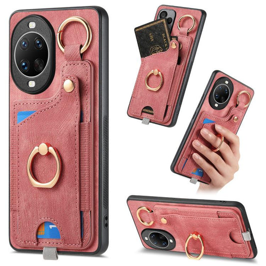 Retro Skin-feel Ring Card Bag Phone Case with Hang Loop, Compatible with Huawei nova 14 Ultra