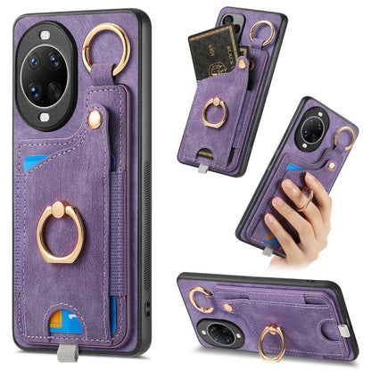 Retro Skin-feel Ring Card Bag Phone Case with Hang Loop, Compatible with Huawei nova 14 Ultra